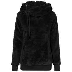 Długa Bluza Z Kapturem Damska Teddy Fleece. Czarne bluzy z kapturem damskie Urban Classics. Za 172.99 zł.