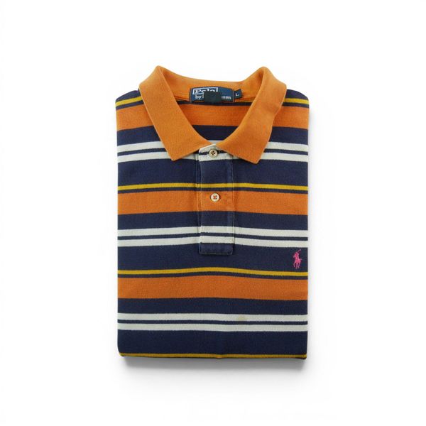 Polo Ralph Lauren koszulka męska krótki rękaw pomarańczowa. Brązowe koszulki polo męskie Ralph Lauren, l, bez wzorów, z materiału, bez ramiączek. Za 106.46 zł.