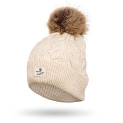 Czapka damska Peterson PTN HAT-06 beżowa. Brązowe czapki zimowe damskie Peterson, z dzianiny. Za 46.00 zł.