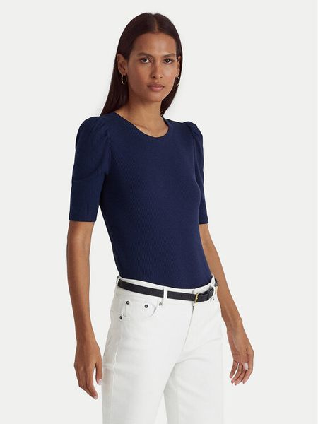 LAUREN RALPH LAUREN Bluzka 200902618001 Granatowy Slim Fit. Niebieskie bluzki damskie Lauren Ralph Lauren, m, bez wzorów, z bawełny, bez ramiączek. Za 249.99 zł.