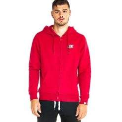 Bluza z bawełna z kaptur na czas wolny na co dzień. Czerwone bluzy sportowe męskie LEONE 1947 APPAREL, bez wzorów, z bawełny, sportowe, bez kołnierzyka, bez ramiączek. Za 147.31 zł.