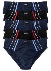 Slipy maxi z bawełną (zestaw 5 par). Niebieskie slipki męskie bonprix, bez wzorów, z bawełny. Za 72.99 zł.