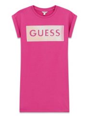 Guess Sukienka codzienna J6GK05 KAE24 Różowy Regular Fit. Czerwone sukienki dziewczęce Guess, z aplikacjami, z bawełny, bez ramiączek. Za 179.99 zł.