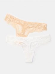 Koronkowe stringi 2 pack - wielobarwny. Stringi damskie Sinsay, l, bez wzorów, z koronki. Za 19.99 zł.