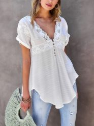 Milan Kiss Bluzka w kolorze białym rozmiar: L. Białe bluzki damskie Milan Kiss, l, bez wzorów, z koronki, bez kołnierzyka, bez ramiączek. Za 91.77 zł.