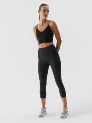 4F Legginsy treningowe z materiałów z recyklingu damskie XS. Czarne legginsy damskie 4f, xs, bez wzorów, z materiału. W wyprzedaży za 29.99 zł.