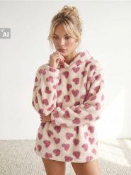 Bluza polarowa w serca - biały. Białe bluzy bez kaptura damskie Sinsay, l, z polaru. Za 49.99 zł.