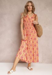 Pomarańczowa Rozkloszowana Sukienka z Wiskozy w Fantazyjny Print Karlene. Brązowe sukienki damskie Renee, l, bez wzorów, z wiskozy, wakacyjne, bez kołnierzyka, bez ramiączek, maxi, rozkloszowane. W wyprzedaży za 38.49 zł.