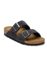 Birkenstock Skórzane klapki "Arizona" w kolorze antracytowym rozmiar: 39. Czarne klapki damskie Birkenstock, bez wzorów, ze skóry, bez obcasa. Za 411.71 zł.