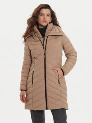 DKNY Płaszcz zimowy DLEMPN46 Brązowy Slim Fit. Brązowe płaszcze damskie DKNY, na zimę, l, bez wzorów, z syntetyku. Za 809.99 zł.