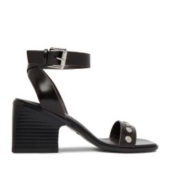 Sandały JENNY. Brązowe sandały damskie Jenny, bez wzorów, bez obcasa, na słupku. Za 139.99 zł.