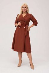 Elegancka żakietowa sukienka Marietta w odcieniach brązu XXL OVERSIZE. Żółte sukienki damskie Moda Size Plus Iwanek, do pracy, l, bez wzorów, z elastanu, biznesowe, bez kołnierzyka, bez ramiączek, mini, oversize. Za 325.00 zł.