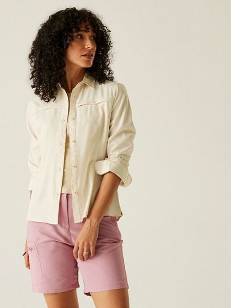 Regatta Koszula funkcyjna "Packaway" w kolorze żółtym rozmiar: 38. Żółte koszule damskie Regatta, bez wzorów, z materiału, sportowe, bez kołnierzyka, bez ramiączek. Za 87.40 zł.