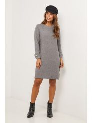 Soft Cashmere Sukienka dzianinowa w kolorze szarym rozmiar: 38/40. Szare sukienki damskie Soft Cashmere, bez wzorów, z dzianiny, klasyczne, bez kołnierzyka, bez ramiączek, midi. Za 143.90 zł.