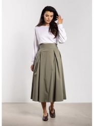 Awama Spódnica w kolorze khaki rozmiar: XL. Brązowe spódniczki damskie Awama, xl, bez wzorów, z tkaniny, z podwyższonym stanem, maxi. Za 144.99 zł.