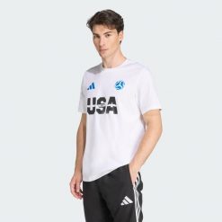 Koszulka Usa. Białe t-shirty sportowe męskie Adidas, bez ramiączek, do piłki nożnej. Za 149.00 zł.