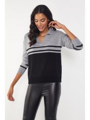 Milan Kiss Sweter w kolorze szaro-czarnym rozmiar: S. Czarne swetry klasyczne damskie Milan Kiss, s, bez kołnierzyka. Za 119.12 zł.