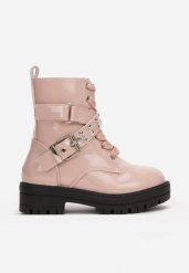 Różowe Botki Workery z Klamrami Latifa. Czerwone botki dziewczęce Born2be, z aplikacjami, bez ramiączek. Za 149.99 zł.