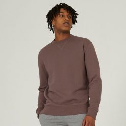 Bluza męska Nyamba Gym & Pilates Essentials Crew 500. Brązowe bluzy sportowe męskie DOMYOS, na jesień, l, z bawełny. Za 59.99 zł.