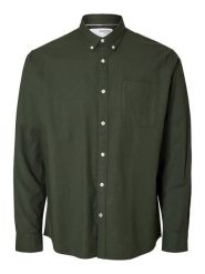 SELECTED HOMME Koszula - Regular fit - w kolorze ciemnozielonym rozmiar: S. Zielone koszule męskie Selected Homme, s, bez wzorów, z bawełny, bez kołnierzyka, bez ramiączek. Za 74.63 zł.