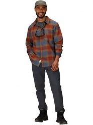 Marmot Flanelowa koszula funkcyjna "Stonepeak" w kolorze niebiesko-pomarańczowym rozmiar: S. Niebieskie koszule męskie Marmot, s, bez wzorów, z materiału, bez kołnierzyka, bez ramiączek. Za 195.99 zł.