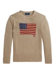 Polo Ralph Lauren Sweter 323B18575001 Beżowy Regular Fit. Brązowe swetry chłopięce Polo Ralph Lauren, bez wzorów, z bawełny, bez kołnierzyka. Za 949.99 zł.
