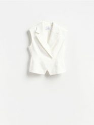 Kamizelka z bawełną - biały. Białe kamizelki damskie Reserved, l, z bawełny. Za 159.99 zł.