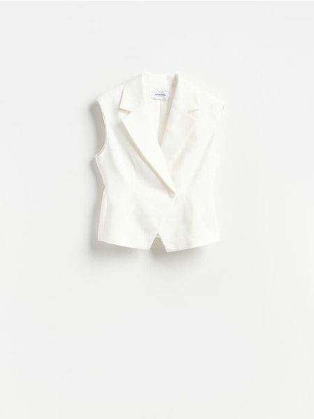 Kamizelka z bawełną - biały. Białe kamizelki damskie Reserved, l, z bawełny. Za 159.99 zł.