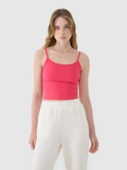 4F Crop-top slim damski - różowa M. Czerwone topy damskie 4f, m, bez wzorów, z dzianiny, bez kołnierzyka. W wyprzedaży za 19.99 zł.
