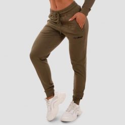 Spodnie dresowe damskie fitness z kieszeniami na zamek TRN. Zielone spodnie sportowe damskie GYMBEAM, l, z bawełny, do biegania. Za 123.90 zł.