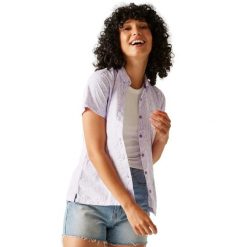 Koszula turystyczna damska Regatta Mindano VIII z krótkim rękawem. Fioletowe koszule damskie Regatta, bez wzorów, sportowe, bez kołnierzyka, bez ramiączek. Za 172.50 zł.