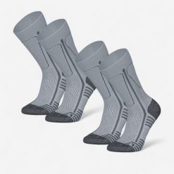 Skarpety turystyczne SH500 Mountain Mid. Niebieskie skarpetki damskie QUECHUA, bez wzorów, z elastanu. Za 84.99 zł.