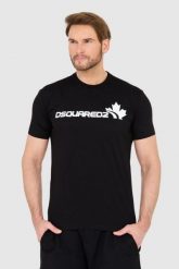 DSQUARED2 Czarny męski bawełniany t-shirt z dużym logo, Rozmiar XL. Czarne t-shirty męskie Dsquared2, l, bez wzorów, z bawełny, bez kołnierzyka. W wyprzedaży za 665.99 zł.