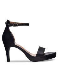 Clara Barson Sandały WSS21151-01 Czarny. Czarne sandały damskie Clara Barson, bez wzorów, z syntetyku, bez obcasa, na szpilce. Za 129.99 zł.