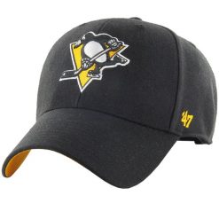 Czapka z daszkiem męska NHL Pittsburgh Penguins Ballpark Cap. Czarne czapki męskie 47 Brand, bez wzorów, z bawełny. Za 109.99 zł.