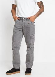 Spodnie bojówki Relaxed Fit Straight, z czystej bawełny. Szare spodnie materiałowe męskie bonprix, bez wzorów, z bawełny. Za 199.99 zł.