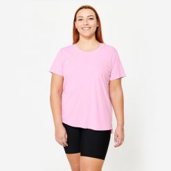 Second Life - Koszulka fitness damska Domyos Puls Size... - Stan Doskonały. Czerwone bluzki sportowe damskie DOMYOS, l, z materiału, bez kołnierzyka, bez ramiączek. Za 33.99 zł.