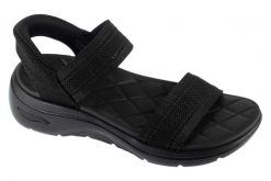 Sandały damskie, Slip-Ins: GO Walk Arch Fit 2.0 Sandal - Kennedy. Czarne sandały damskie Skechers, bez wzorów, z materiału, bez obcasa. Za 379.99 zł.