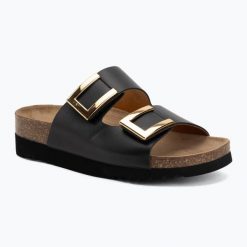 Klapki damskie Scholl Montery 2 Straps Ad Med. Czarne klapki damskie Scholl, bez wzorów, z materiału, bez obcasa. Za 349.99 zł.
