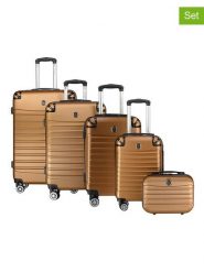 Canadian Peak 5-częściowy zestaw "Shockeak" w kolorze jasnobrązowym rozmiar: onesize. Brązowe walizki Canadian Peak, bez wzorów, z materiału. Za 543.99 zł.