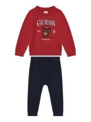 Guess Komplet sweter i spodnie materiałowe I6BG04 Z1273 Czerwony Regular Fit. Czerwone swetry chłopięce Guess, z aplikacjami, z materiału, bez kołnierzyka. Za 284.99 zł.