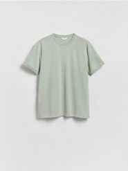 T-shirt regular z dodatkiem lyocellu - jasnozielony. Zielone t-shirty męskie Reserved, l, bez wzorów, z dzianiny, bez kołnierzyka. Za 79.99 zł.