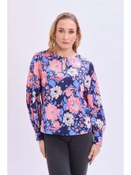 Marks & Spencer Bluzka w kolorze granatowo-koralowym rozmiar: 44. Niebieskie bluzki damskie Marks & Spencer, bez wzorów, bez kołnierzyka, bez ramiączek. Za 32.98 zł.