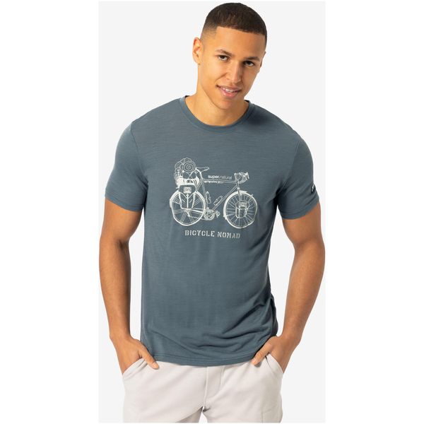 Koszulka z krótkim rękawkiem męska SUPER.NATURAL Bicycle Nomad Tee. Niebieskie t-shirty sportowe męskie Super.natural, na lato, m, z materiału, bez ramiączek, rowerowe. Za 299.99 zł.