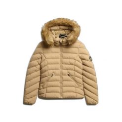 Damska kurtka z kapturem Superdry Fuji. Brązowe kurtki damskie Superdry., bez wzorów, z puchu, z kapturem. Za 587.75 zł.