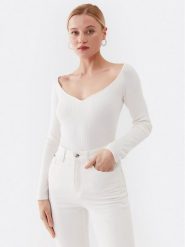 Guess Sweter W3YR25 Z37J2 Biały Slim Fit. Białe swetry klasyczne damskie Guess, xxl, z wiskozy, bez kołnierzyka. Za 189.99 zł.