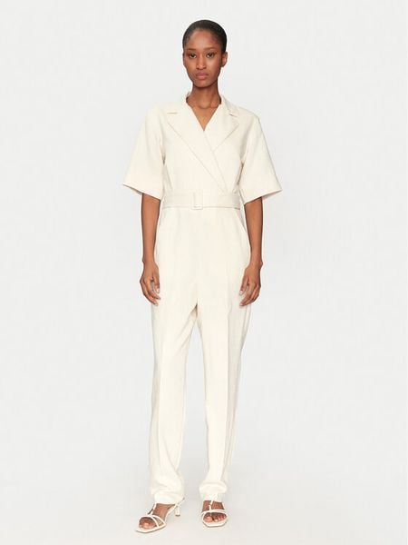 Marella Kombinezon Banana 2513241011 Biały Slim Fit. Białe kombinezony damskie Marella, bez wzorów, z wiskozy, bez kołnierzyka, bez ramiączek. Za 819.99 zł.