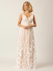 APART Sukienka w kolorze beżowym rozmiar: 36. Brązowe sukienki damskie Apart, z aplikacjami, z tiulu, bez kołnierzyka, bez ramiączek, maxi. Za 257.92 zł.