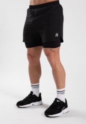 Cortez 2-In-1 Szorty - Czarny. Czarne szorty męskie GORILLA WEAR, bez wzorów, z poliesteru. Za 219.00 zł.