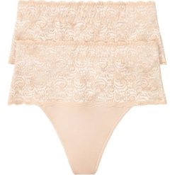 Stringi shape, średni stopień modelowania sylwetki (2 pary). Czarne stringi damskie bonprix, bez wzorów, z koronki. Za 74.99 zł.